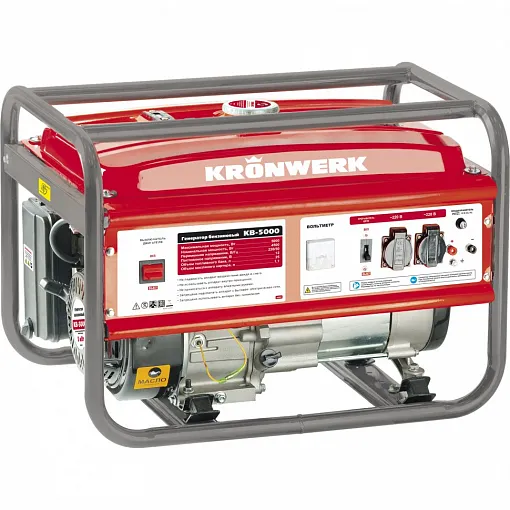Бензиновый генератор LK 7500E, 6.5 кВт, 230 В, бак 25 л, электростартер Kronwerk
