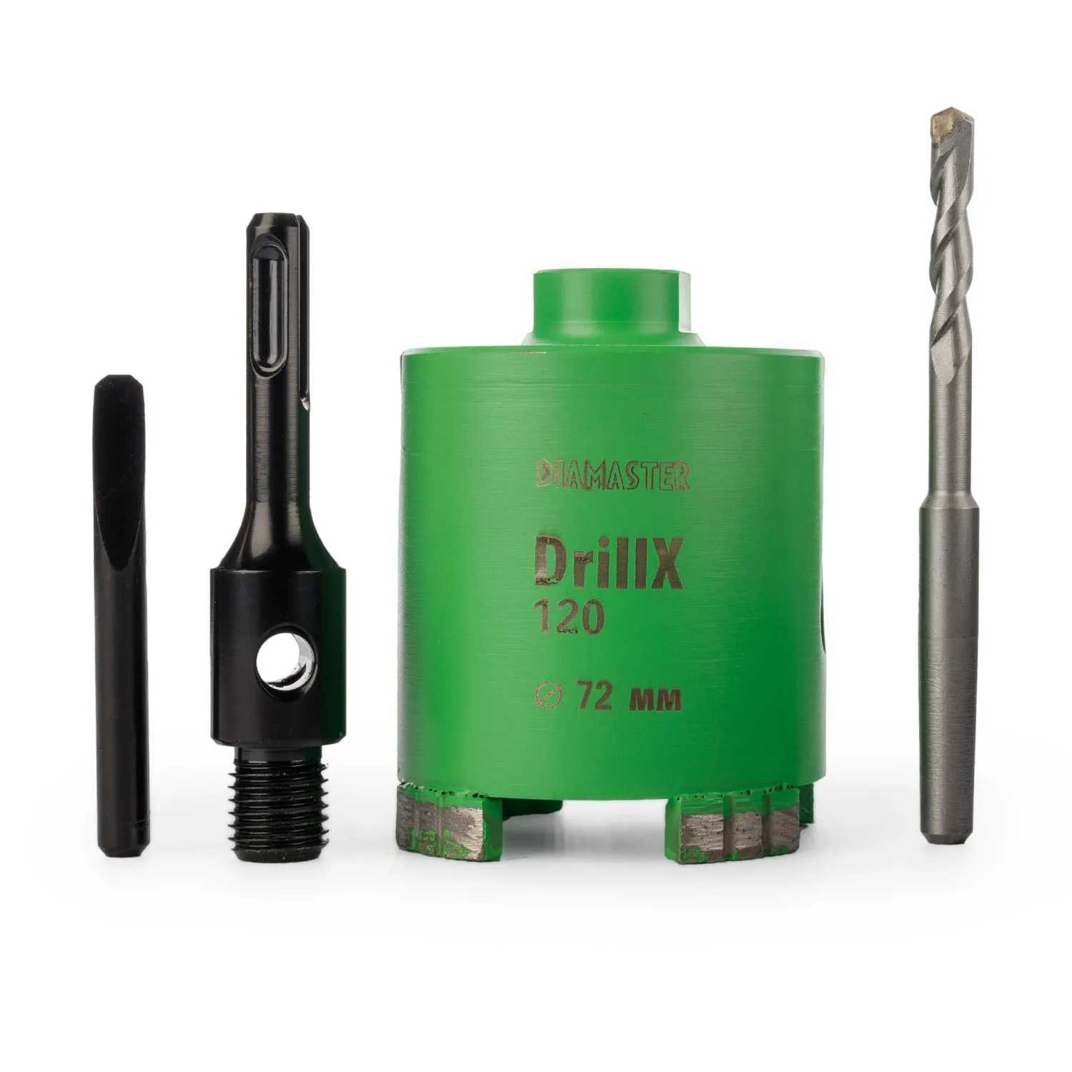 Алмазная коронка DIAMASTER DrillX-120 по ж/бетону и кирпичу 72 мм (М16/SDSplus) dry Laser сверление