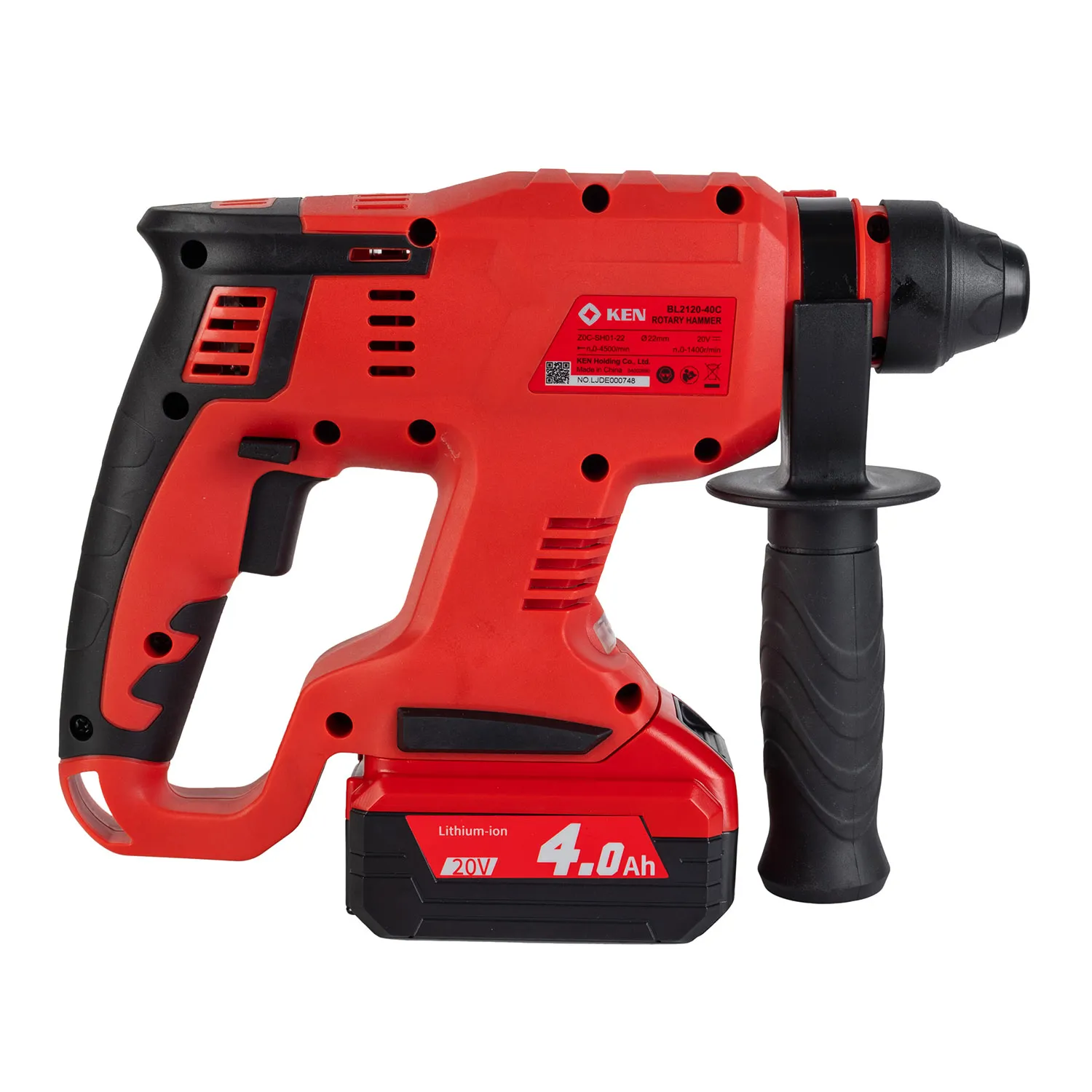 Перфоратор KEN BL2120-40C (20V/4.0AhВ) с рег.об. 0-1400об./мин. инструмент