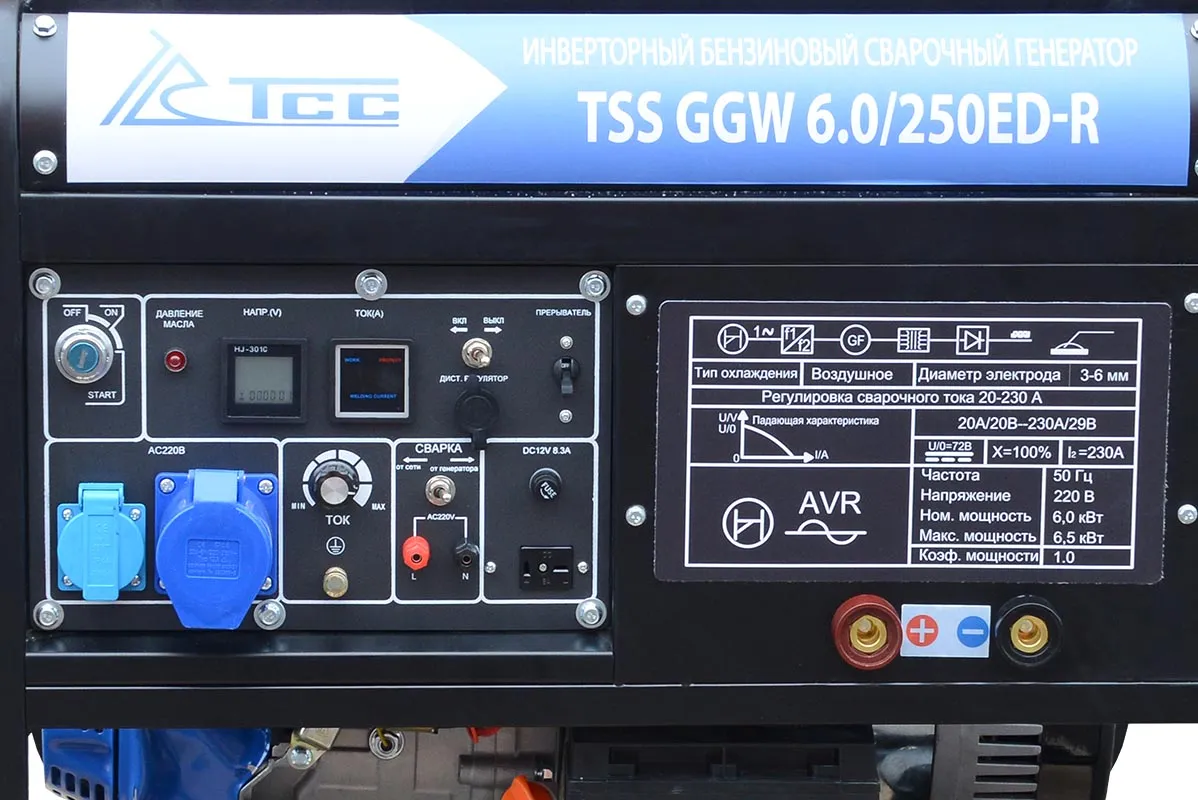 Генератор сварочный инверторный бензиновый TSS GGW 6.0/250ED-R для строительных объектов