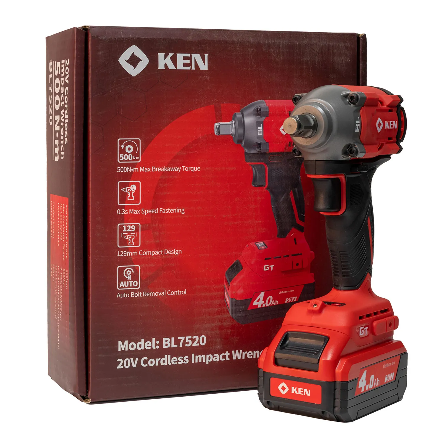 Аккумуляторный гайковерт KEN BL7520-40B бесщеточный инструмент