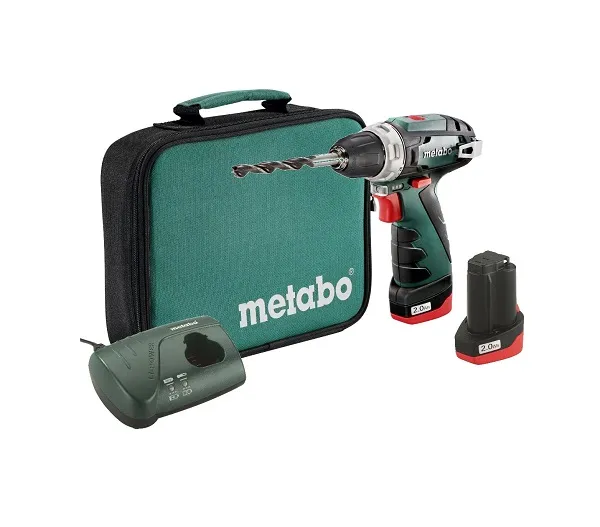 Аккумуляторная дрель (шуруповерт) «METABO» PowerMaxx BS 2,0А/ч в сумке