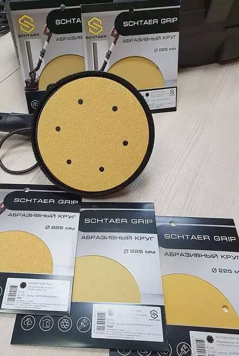 Абразивный круг SCHTAER GRIP Paper 225 мм на бумажной основе 6 отверстий 5 шт GRIPPAPER225P60H6-5 для шлифовки