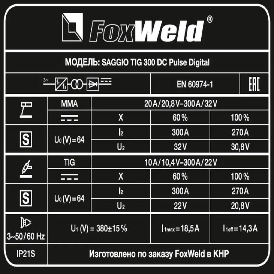 Аппарат аргонодуговой сварки TIG 300 DC Pulse Digital "SAGGIO"